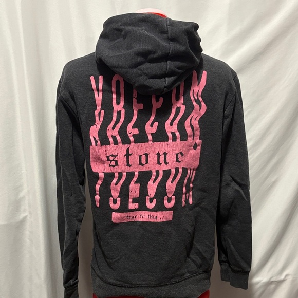 Volcom Women's Grey Hoodie with Pink Logo - Picture 3 of 5